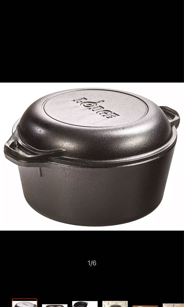 Lodge Cast Iron Double Dutch Oven 4.7 litres, TV & Home Appliances