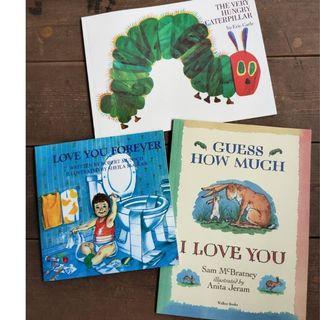 LOVE YOU FOREVER / Guess How Much I Love You / Very Hungry Caterpillar (3 books) brand new softcover