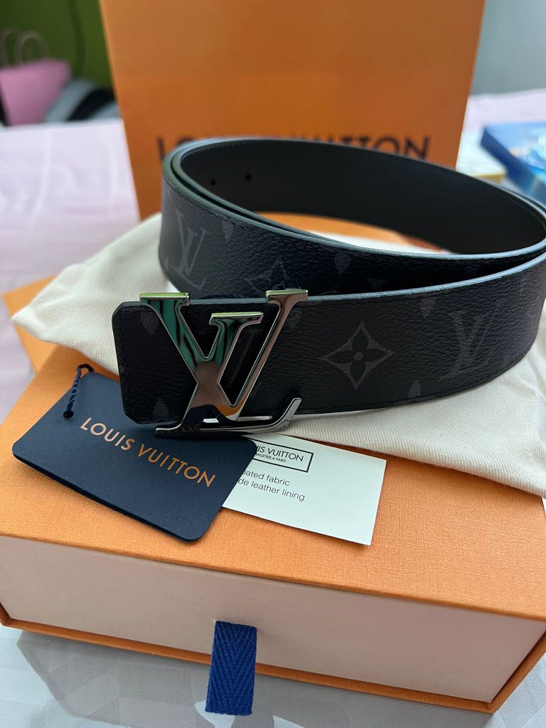 Lv Monogram Black Belt Black Chrome, Men's Fashion, Watches & Accessories,  Belts on Carousell