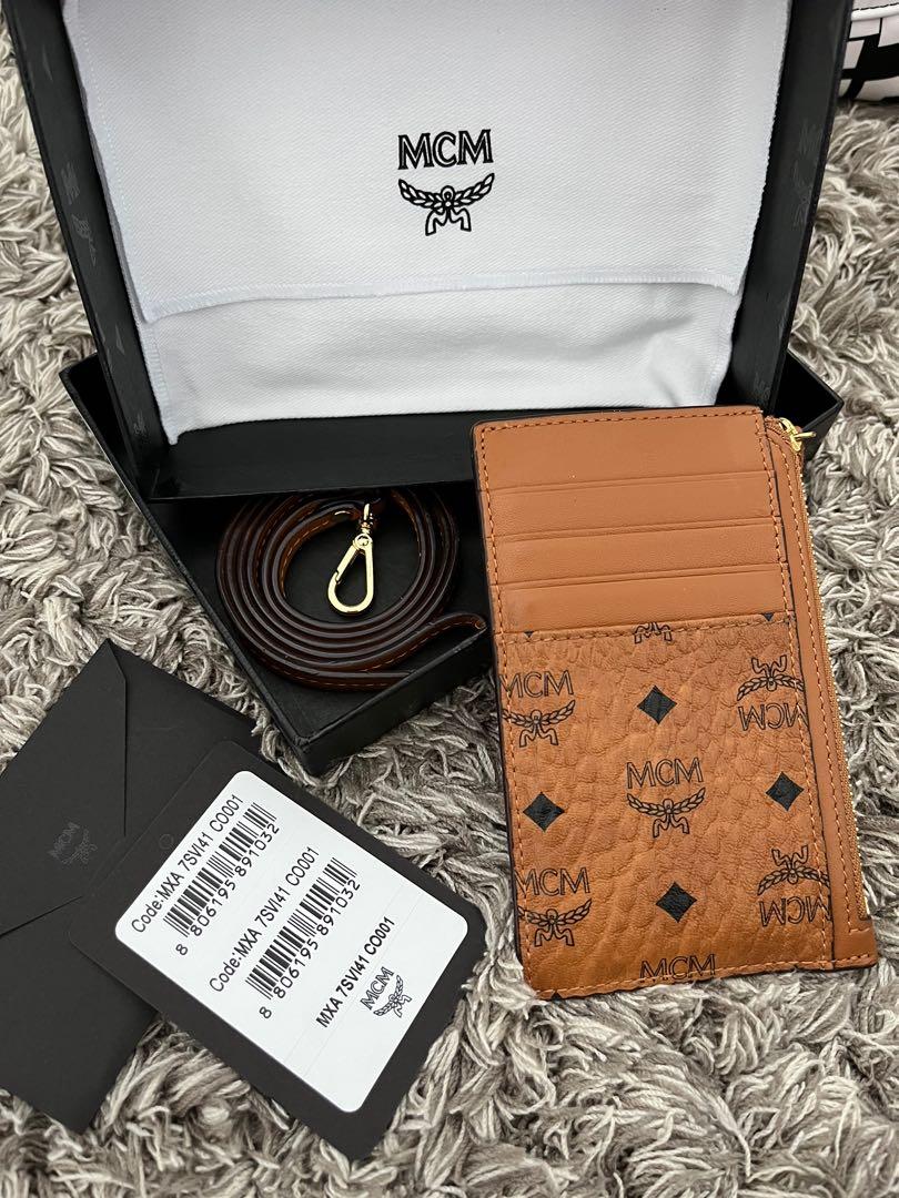 One Size Lanyard Card Holder in Visetos Original Cognac