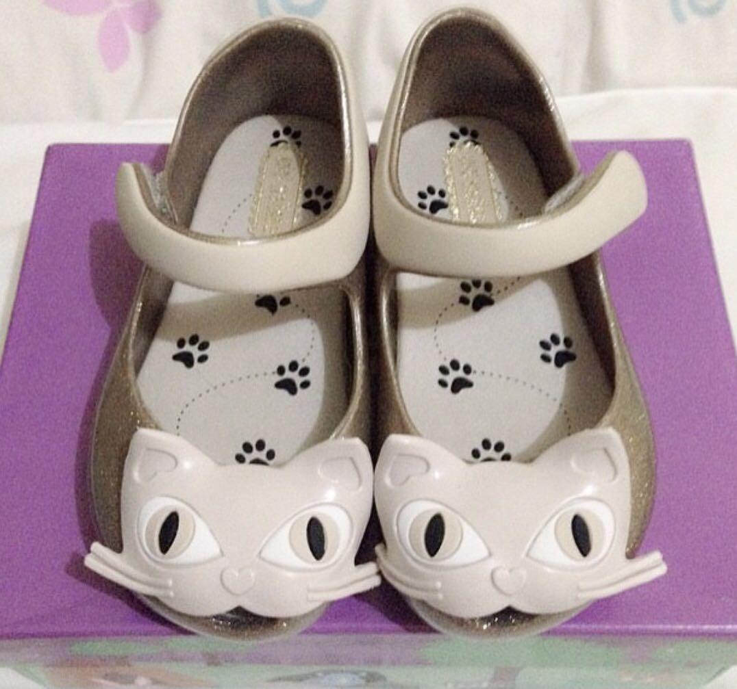 Mini Melissa Shoes Cat Gold Glitter Super Cuteee NEW ARRIVAL