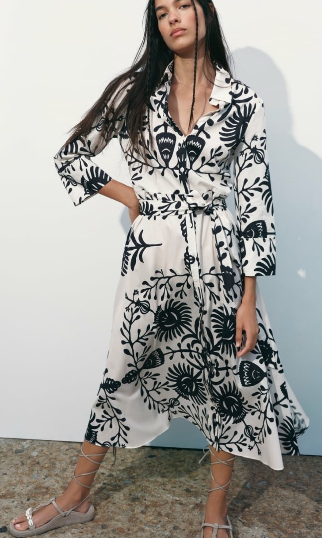 NEW 2022! Zara Abstract Dress, Fesyen Wanita, Pakaian Wanita, Gaun