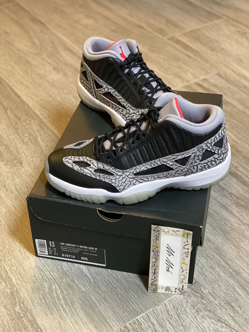 Nike Air Jordan 11 low IE black cement, 男裝, 鞋, 波鞋- Carousell