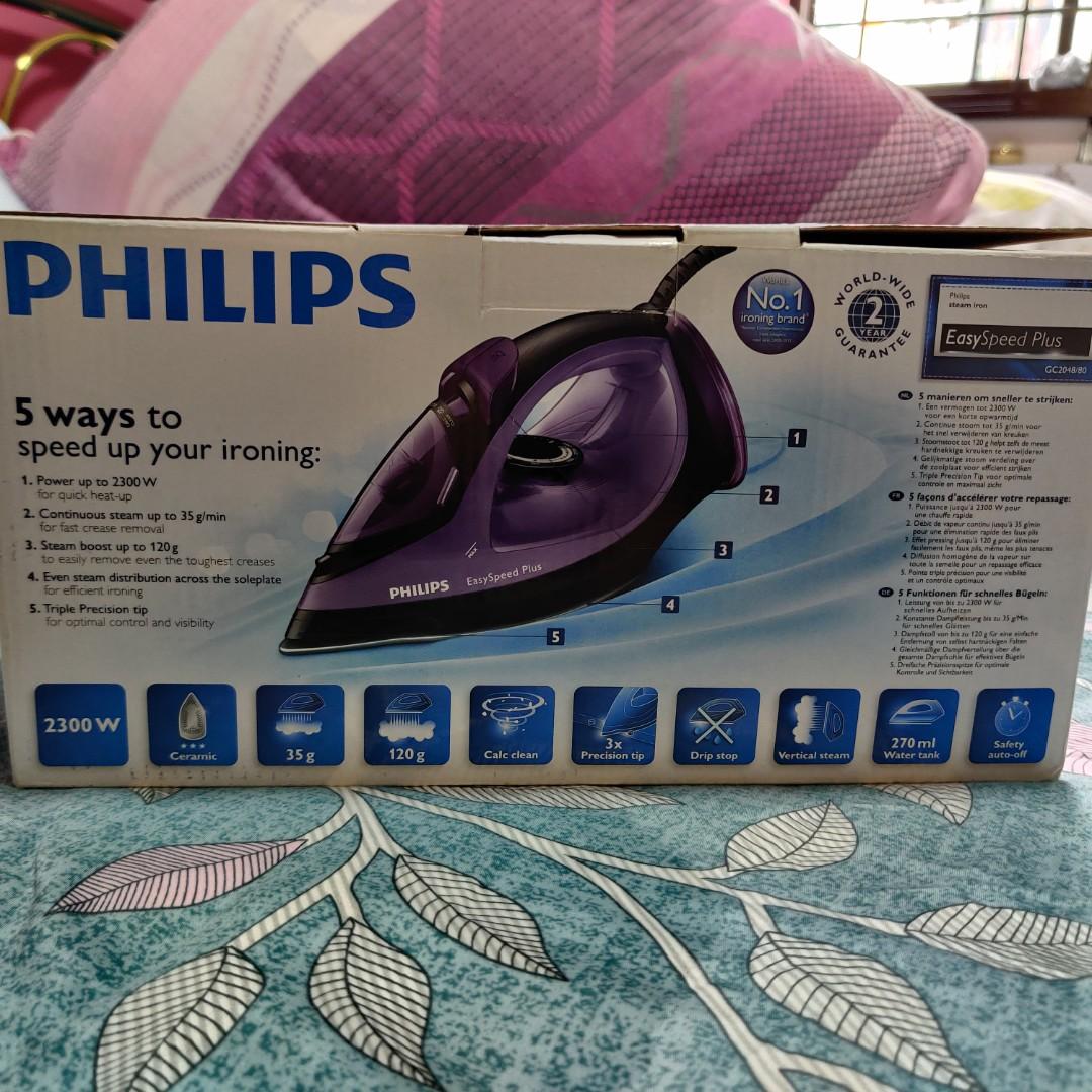 Philips steam iron EasySpeed Plus - GC2048/80, TV & Home Appliances ...