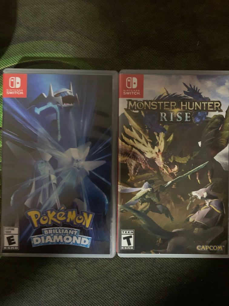 Pokemon Brilliant diamond + Monster hunter rise, Video Gaming, Video