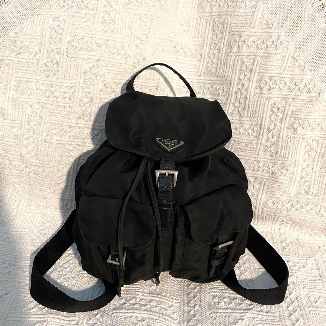 Prada Tessuto Vintage Backpack Black Nylon Bag Women s Fashion