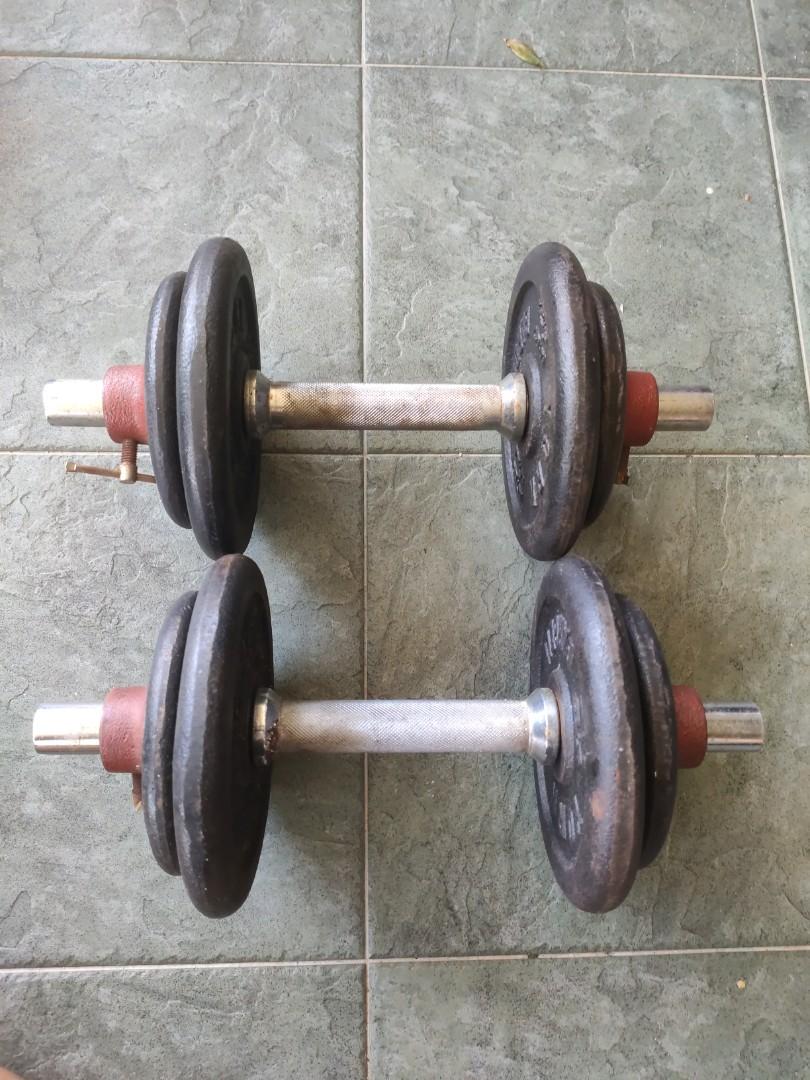 Preloved Dumbbells 2x 7.5kg Sports Equipment Exercise Fitness Weights Dumbbells on Carousell