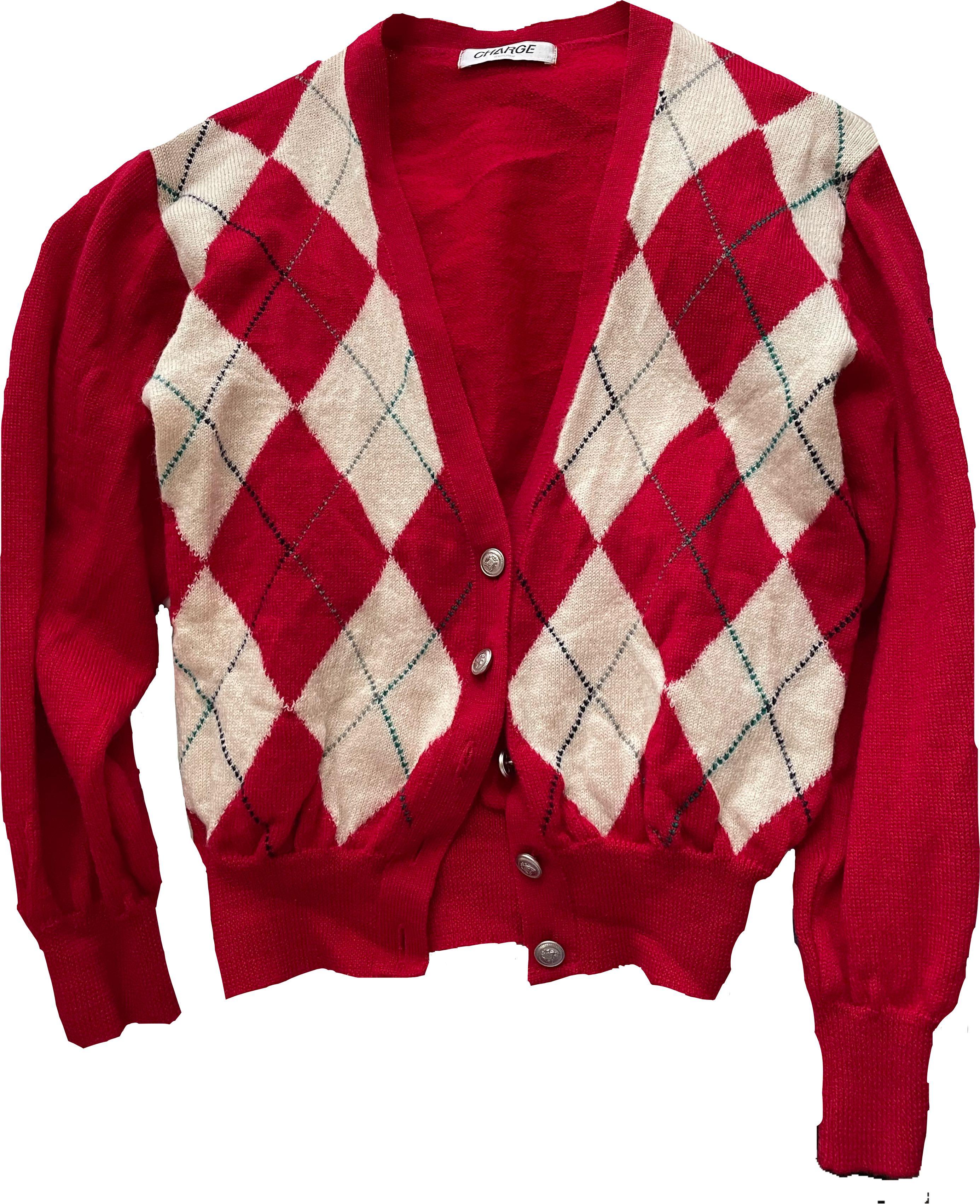 Red on sale checkered cardigan