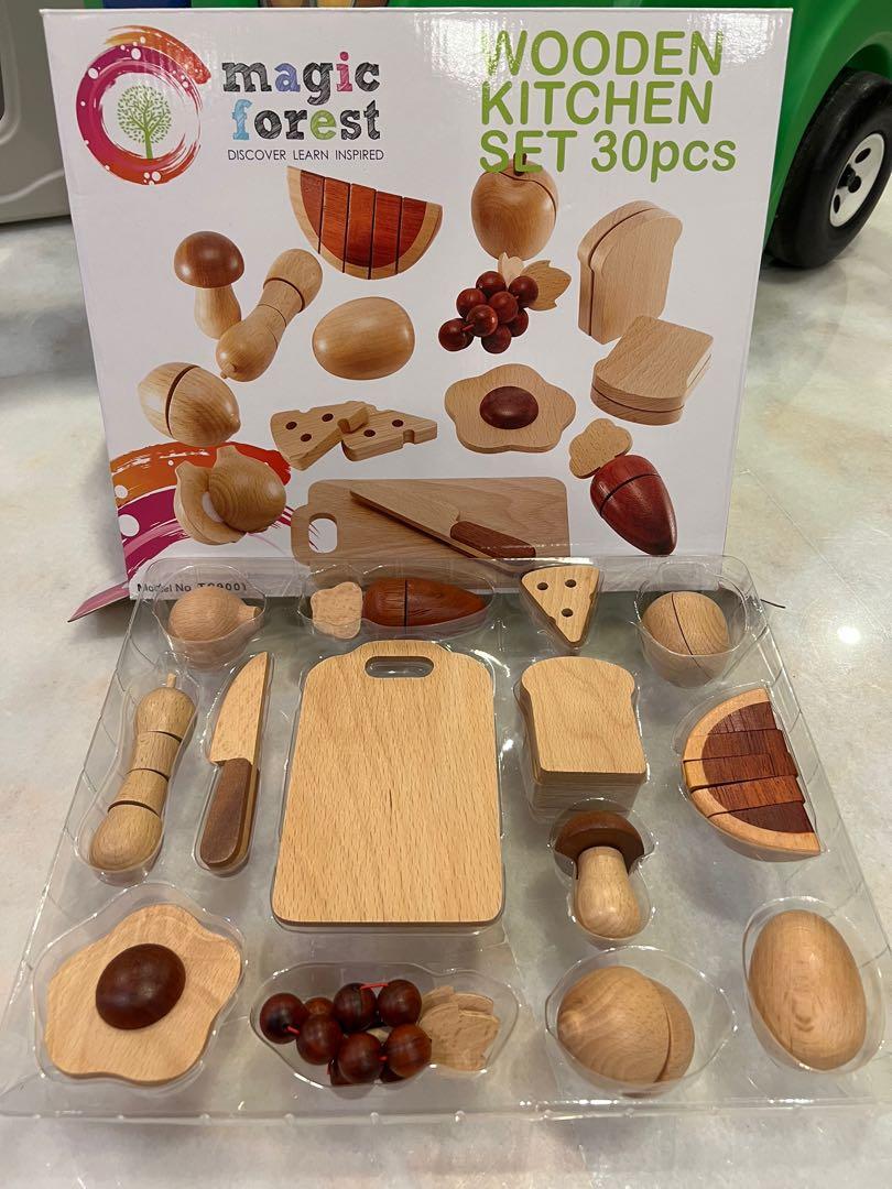 Sensory wooden block kitchen set 30 PCS, Hobbies & Toys, Toys & Games