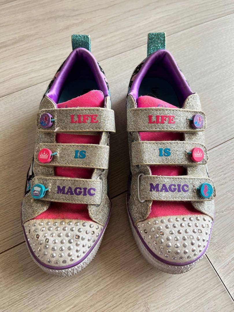 Sketchers Twinkle Lite Toes Light Up Velcro Sneakers 22cm 3US