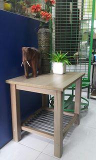 Solid wood side table. Made of genuine pine wood with natural wood grain.