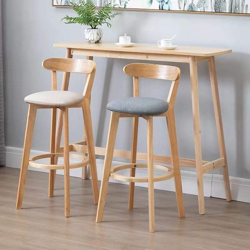 Solid Rubber Wood Bar stool Chair Furniture Home Living