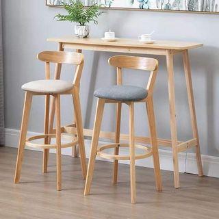 Solid Rubber Wood Bar stool Chair