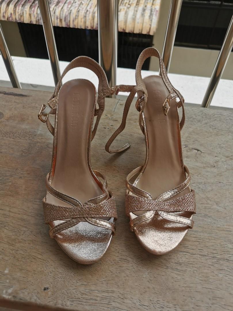 Sparkly gold mid heels