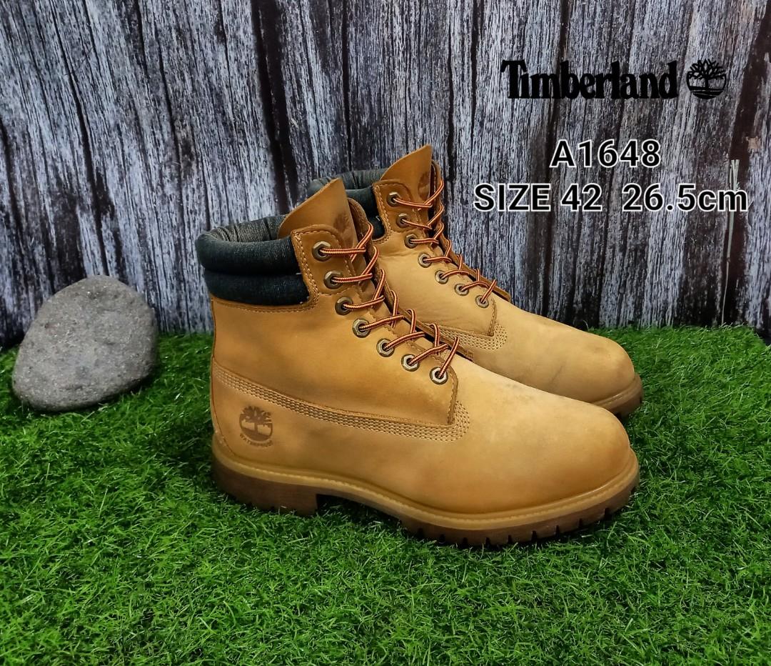 Timberland Boots 6 Inch A1648 Wheat Nubuck size 42, Fesyen Pria, Sepatu ,  Sepatu Boot di Carousell