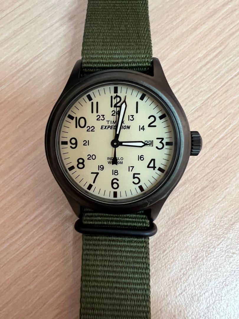 Timex Men Expedition Scout 40mm cream dial with green nylon strap