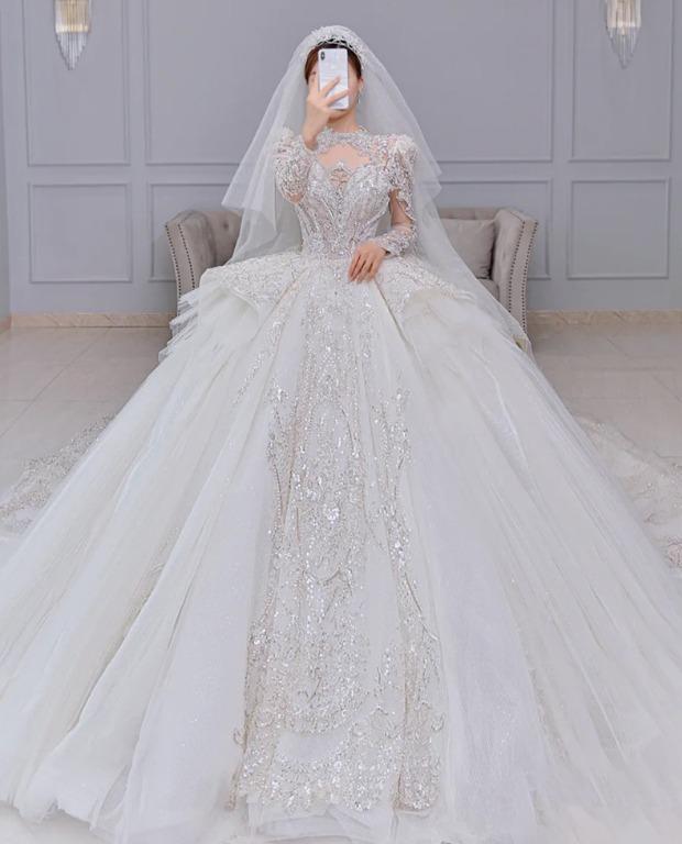 White glitter long dress cheap