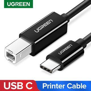 UGREEN 1M Black 2M Aluminum USB C to USB Type B 2.0 Cable Type C Printer Scanner Cord and More