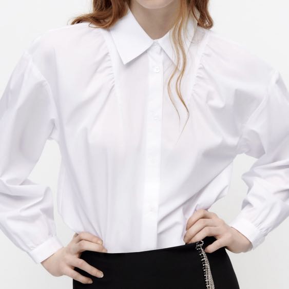 zara gathered poplin shirt