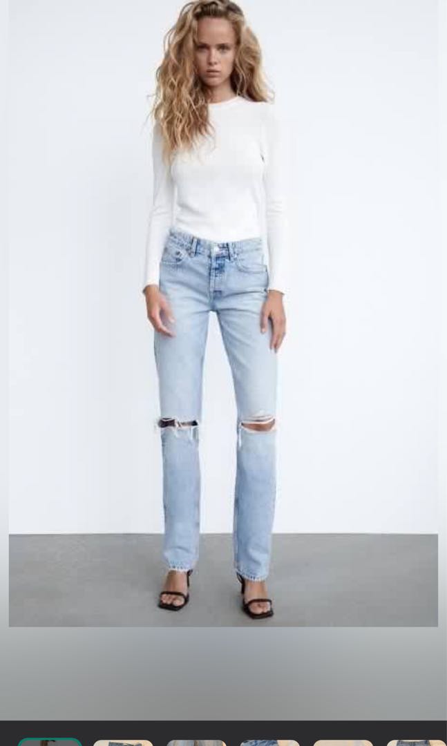 Zara light washed ripped jeans, Women's Fashion, Bottoms, Jeans on