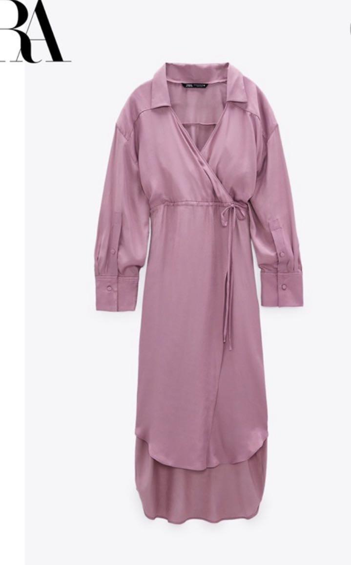 zara pink satin effect dress Zara satin effect cut out midi dress by Zara