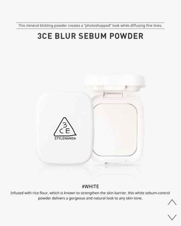 3Ce Blur Sebum Powder #White, Beauty & Personal Care, Face, Makeup On  Carousell