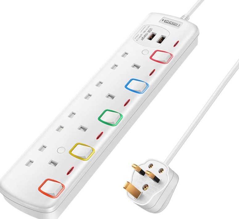 3M 9.84FT Extension Cord EASTTIM Individual Switched Extension Lead 4