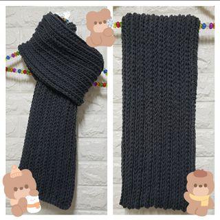 【歡迎訂造】🧶 人手鈎織  深灰色 × 直紋花頸巾 🧶