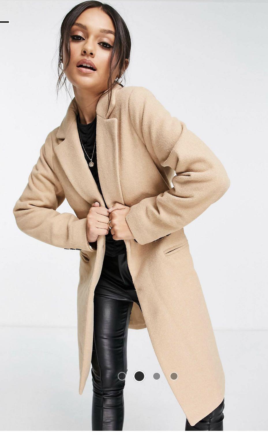 New look overcoat in camel hot sale