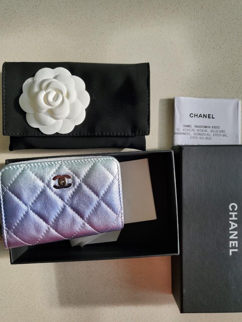 Chanel Zip Wallet iridescent rainbow hardware 18B Chanel Zip Wallet  iridescent rainbow hardware…