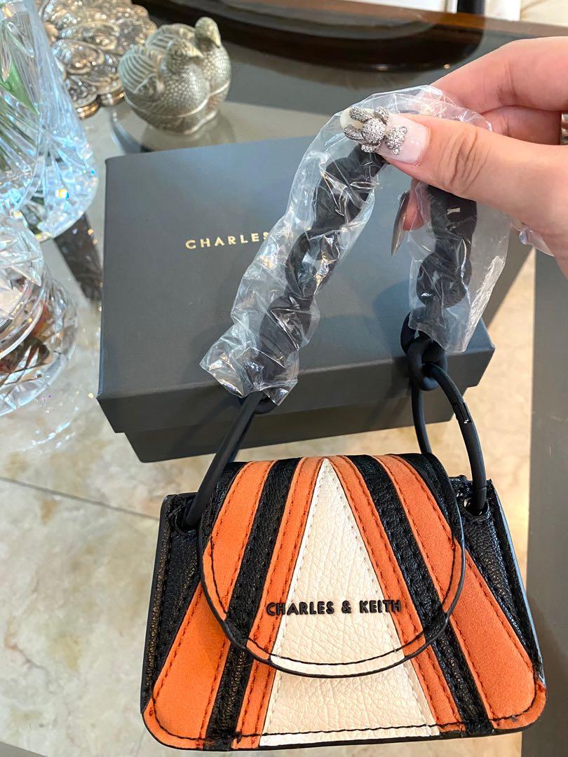 Authentic Charles Keith Striped Chunky Chain Handle Mini Bag