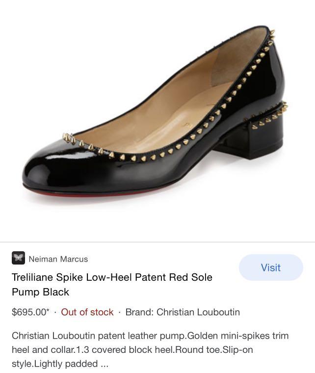 Christian Louboutin Treliliane Spike Low-heel Patent Red Sole Pump, Black  In Black/gold