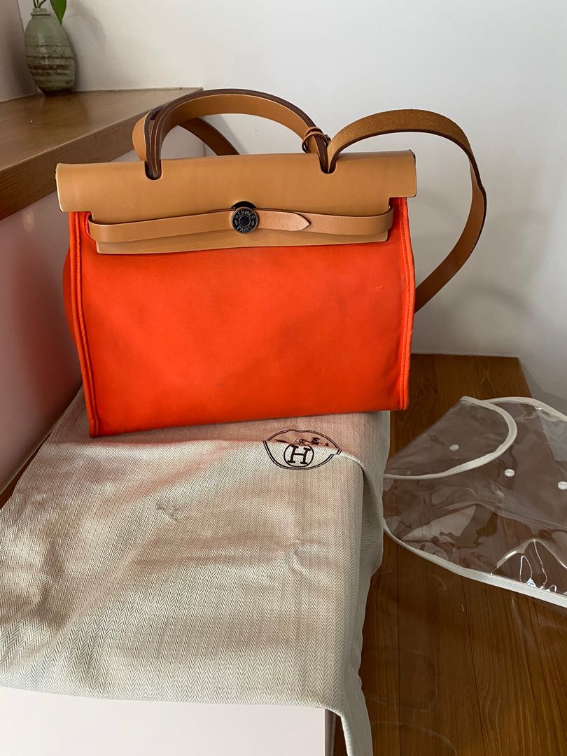 Hermès Hermès Herbag Zip 31 Canvas Handbag-Poppy Orange with Orange Enamel  Buckle (Shoulder bags)
