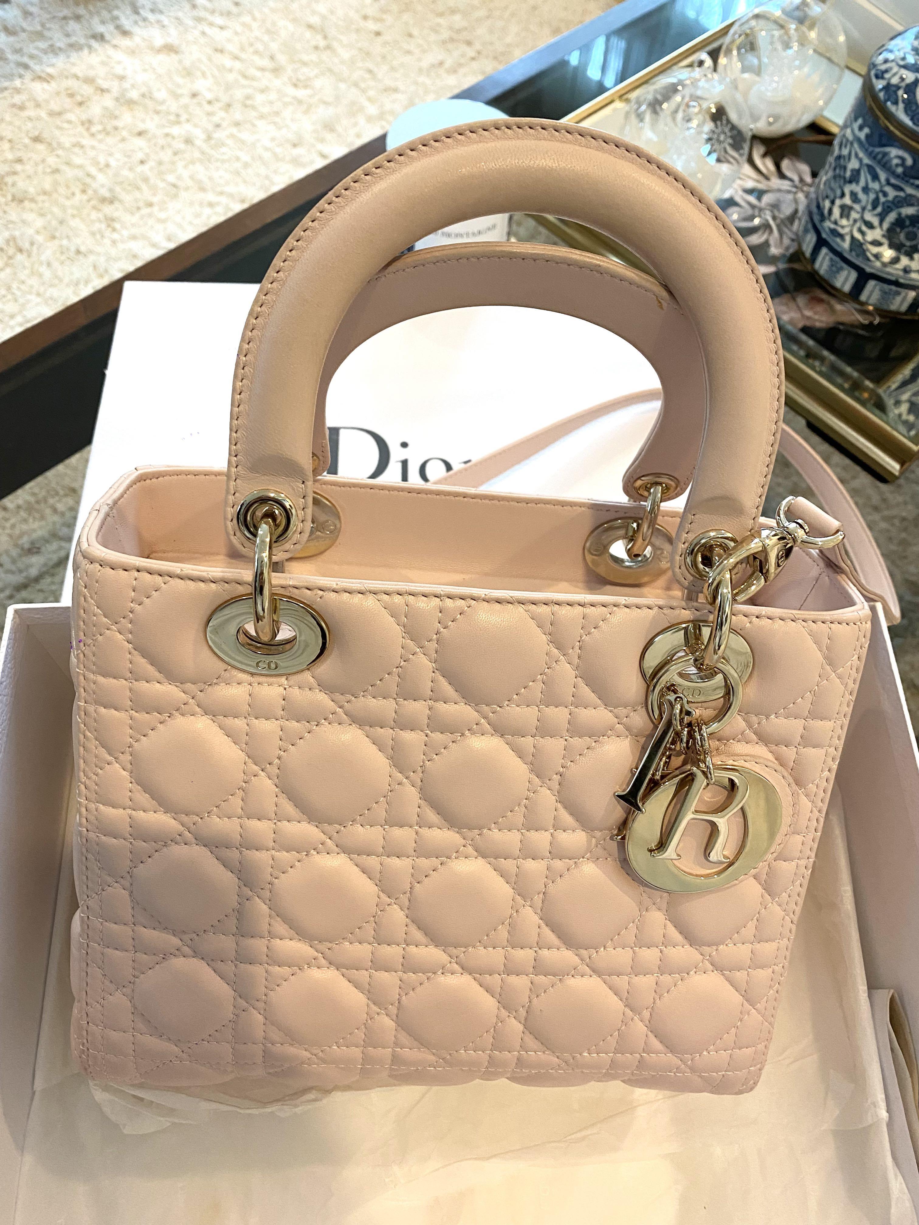 Dior - Medium Lady Dior Bag Blush Cannage Lambskin - Women