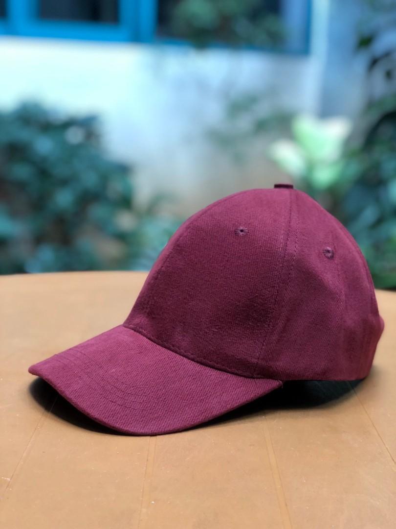 Baseball Cap Maroon, Fesyen Pria 