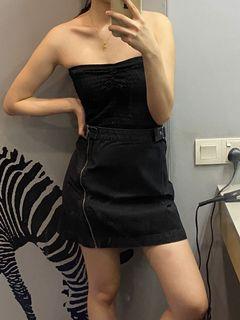 Black denim skirt