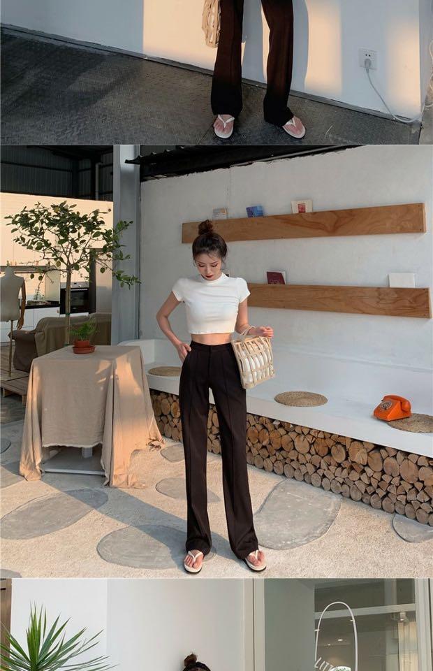 Black High Waist Flare Pants, Women's Fashion, Bottoms, Other Bottoms on  Carousell
