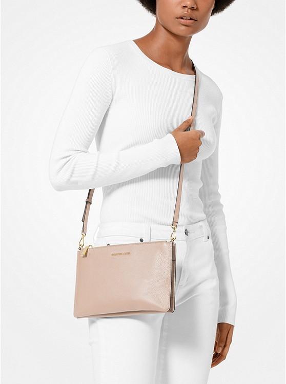 BNIB Michael Kors Large Pebbled Leather Double Pouch Crossbody Bag