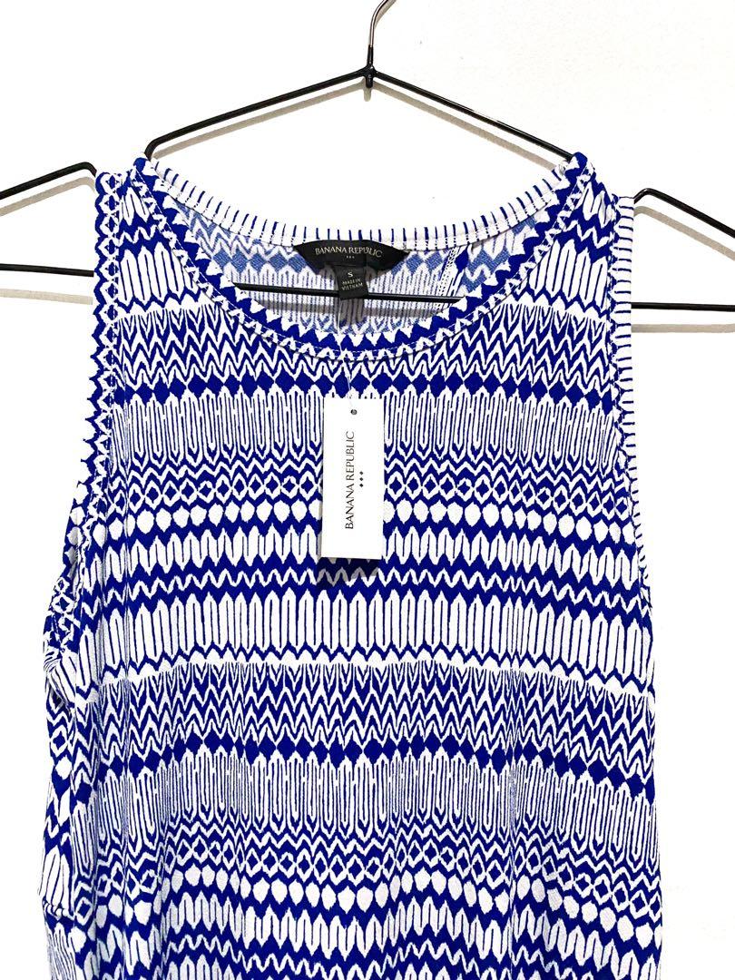 Brand New BANANA REPUBLIC Blue and White Pattern Maxi Dress ...