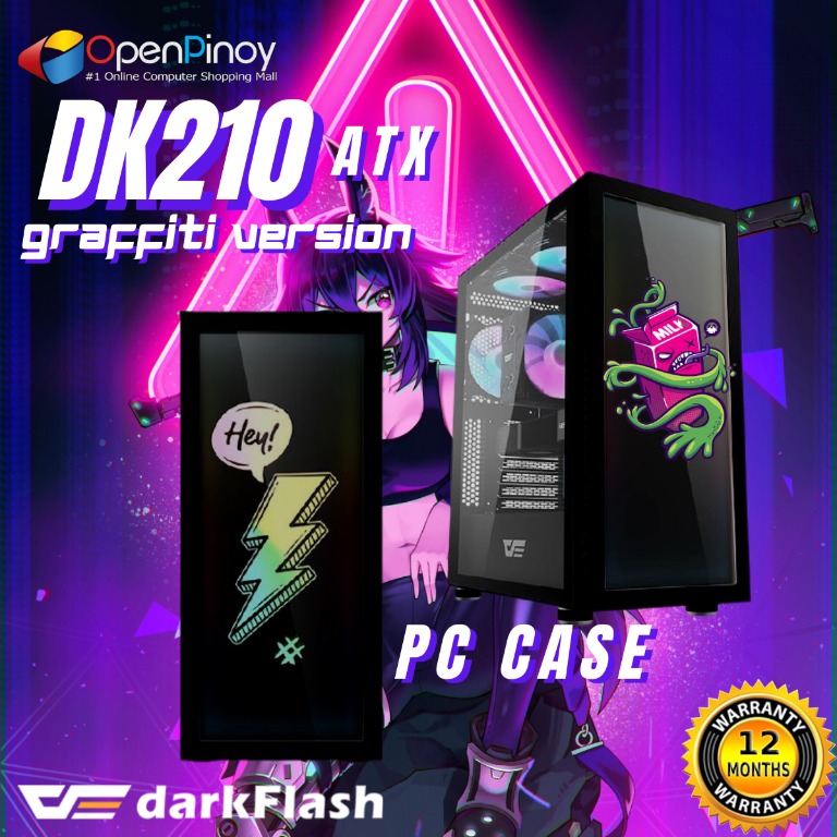 Brand New darkFlash DK210 Graffiti ATX PC Case, Computers & Tech