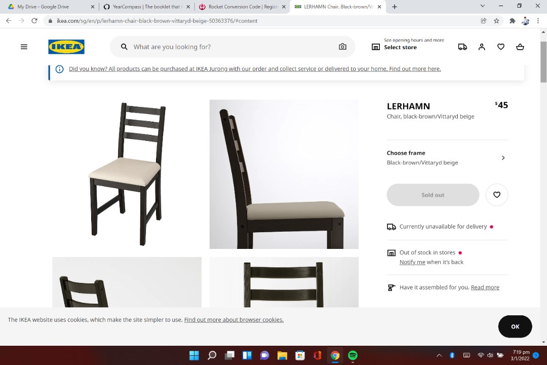 Brand New IKEA Black Brown Dining Chair with pad seat, Furniture & Home