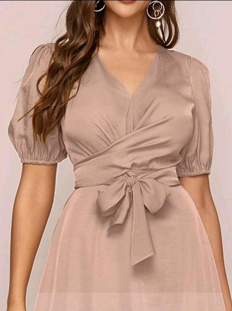 Champagne formal dress Shein, Women's Fashion, Dresses & Sets, Dresses on  Carousell