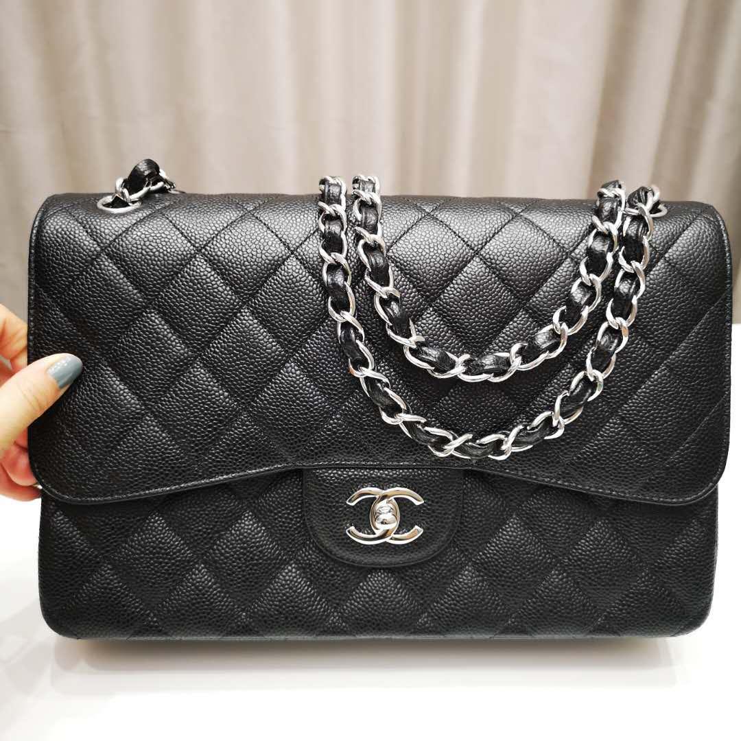 Chanel SHW jumbo classic flap caviar leather black quilted, Women's  Fashion, Bags & Wallets, Shoulder Bags on Carousell