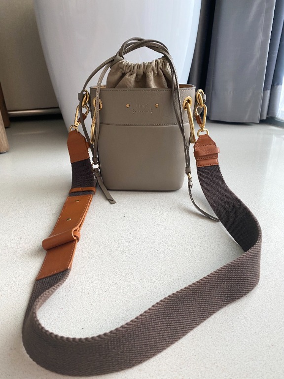 Chloe Mini Roy Bucket Bag Taupe Crossbody Small Purse