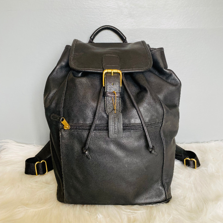 Coach 0529 Vintage Black Leather Backpack, Women's Fashion, Bags ...