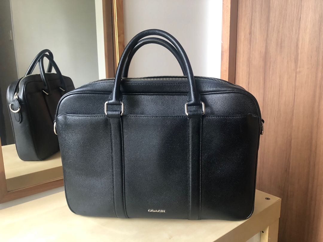 Mens leather clearance briefcase coach