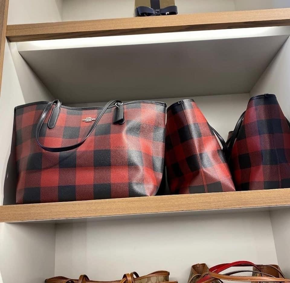 Coach buffalo plaid tote new arrivals