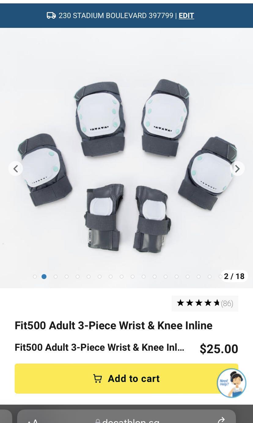 Decathlon knee and wrist guard, Sports Equipment, Sports & Games