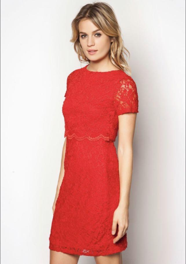 DOROTHY PERKINS Red 2 In 1 Lace Dress CNY Chongsam Qipao