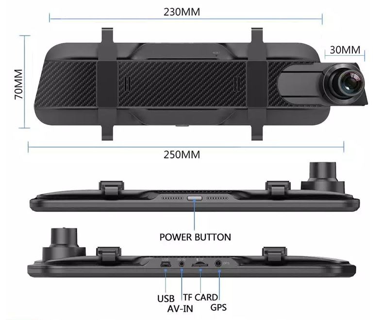 EGO 10'' inch hd 1080p rear view mirror dash cam car rearview mirror ...